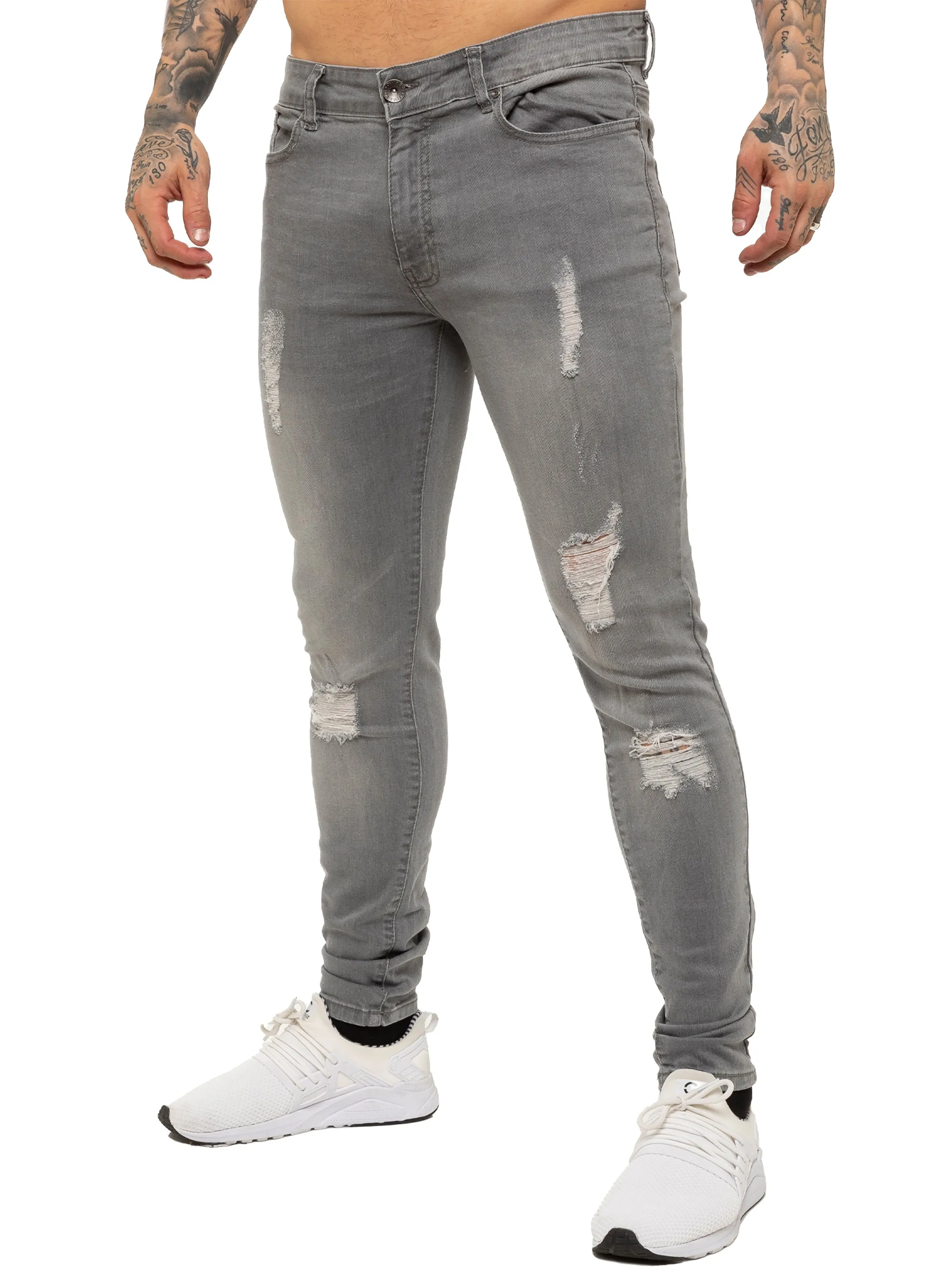 Mens Super Skinny Stretch Ripped Jeans | Enzo Designer Menswear