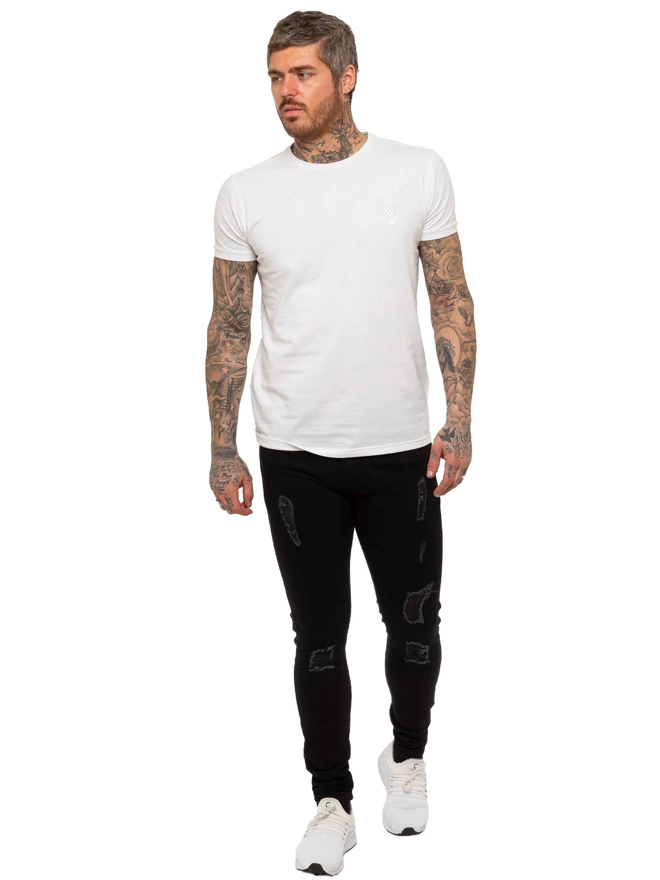 Mens Super Skinny Stretch Ripped Jeans | Enzo Designer Menswear