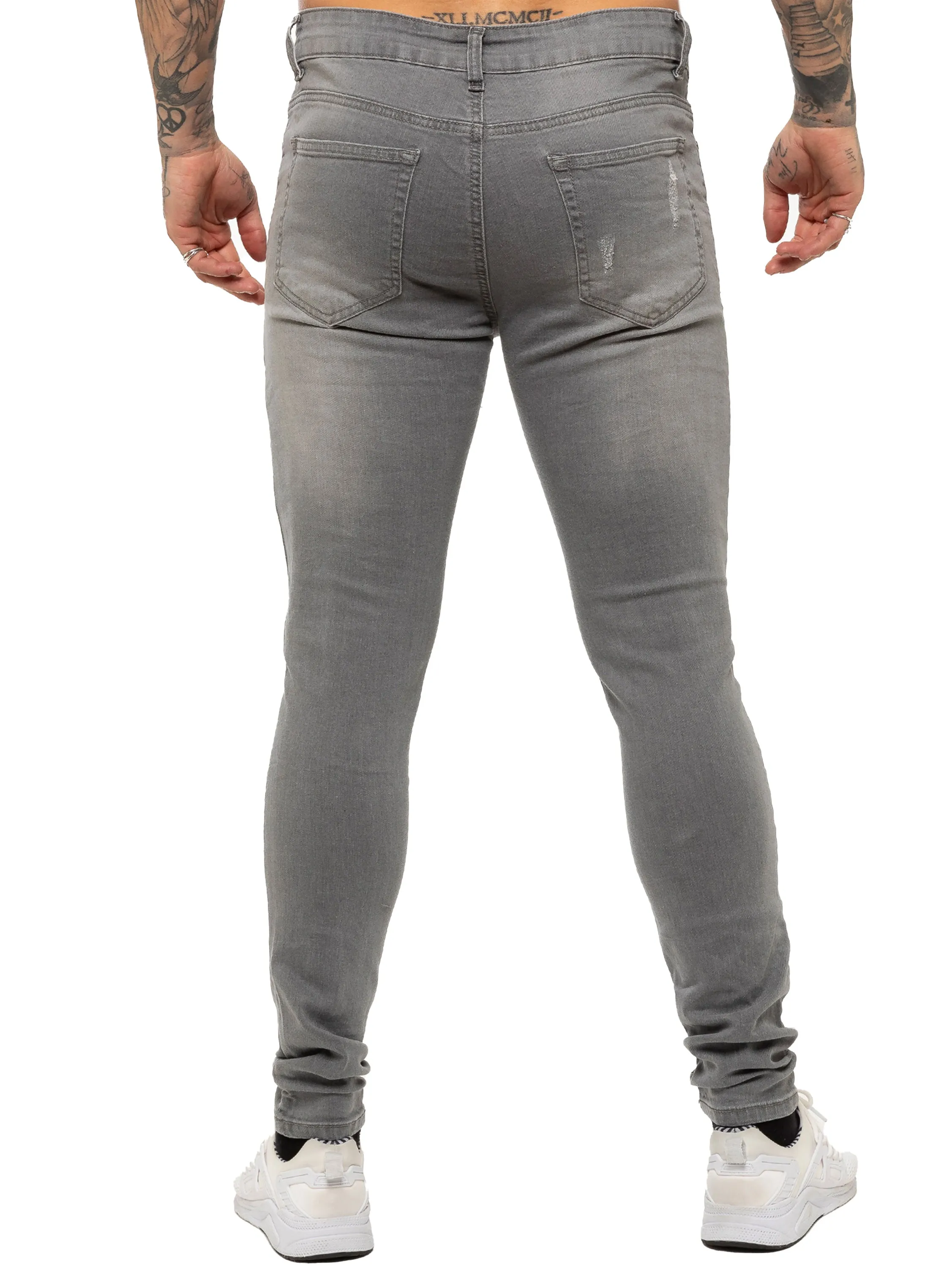 Mens Super Skinny Stretch Ripped Jeans | Enzo Designer Menswear