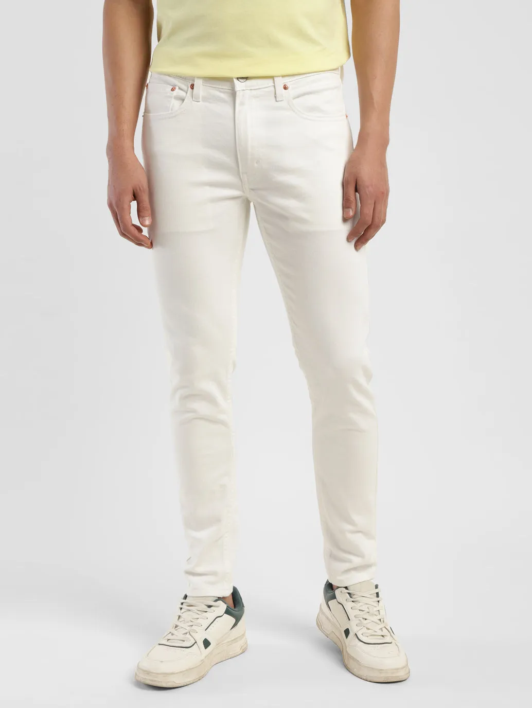 Men's White Skinny Tapered Jeans