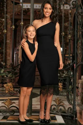 Onyx Black Trendy Must-Have Chic Party Stretchy Mommy Daughter Dresses