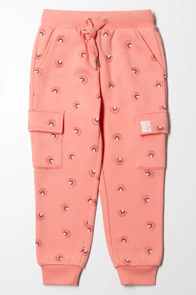 Rainbow Cargo Trackpants Peach