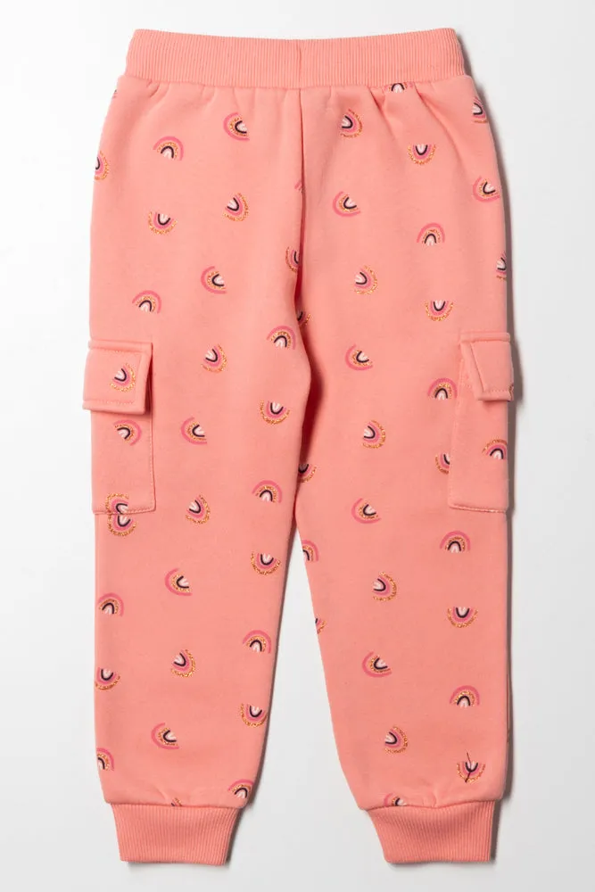 Rainbow Cargo Trackpants Peach