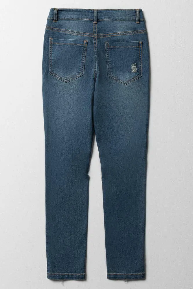 Rip And Repair Skinny Denim Jeans Light Wash