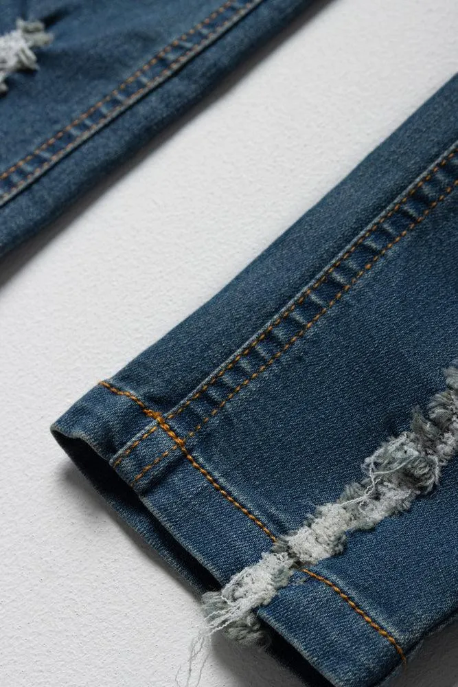 Rip And Repair Skinny Denim Jeans Light Wash