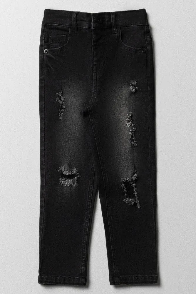 Rip And Repaired Skinny Denim Jeans Black