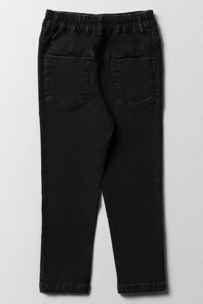 Rip And Repaired Skinny Denim Jeans Black