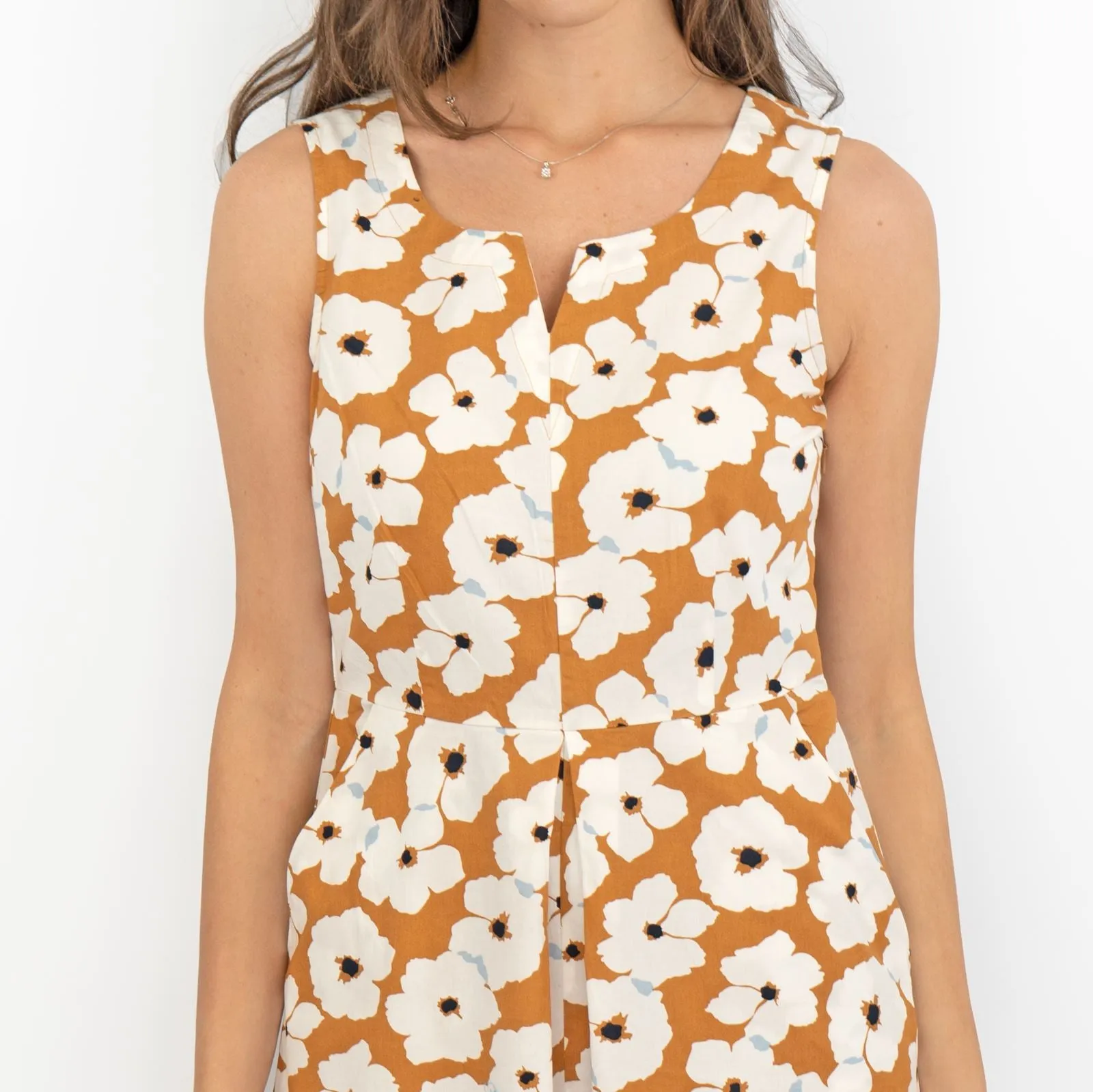 Seasalt Floral Brown Vocation Sleeveless Midi Dresses