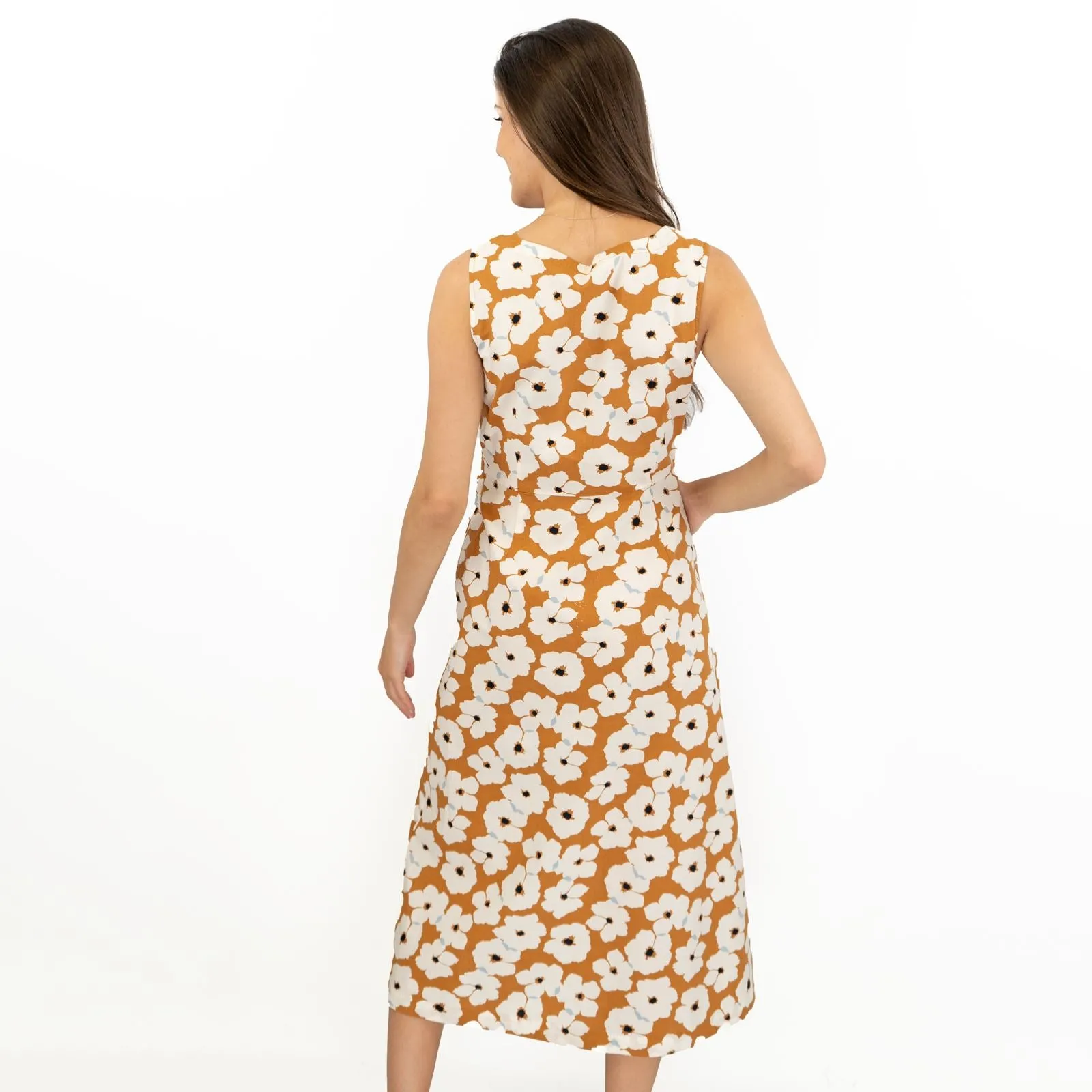 Seasalt Floral Brown Vocation Sleeveless Midi Dresses