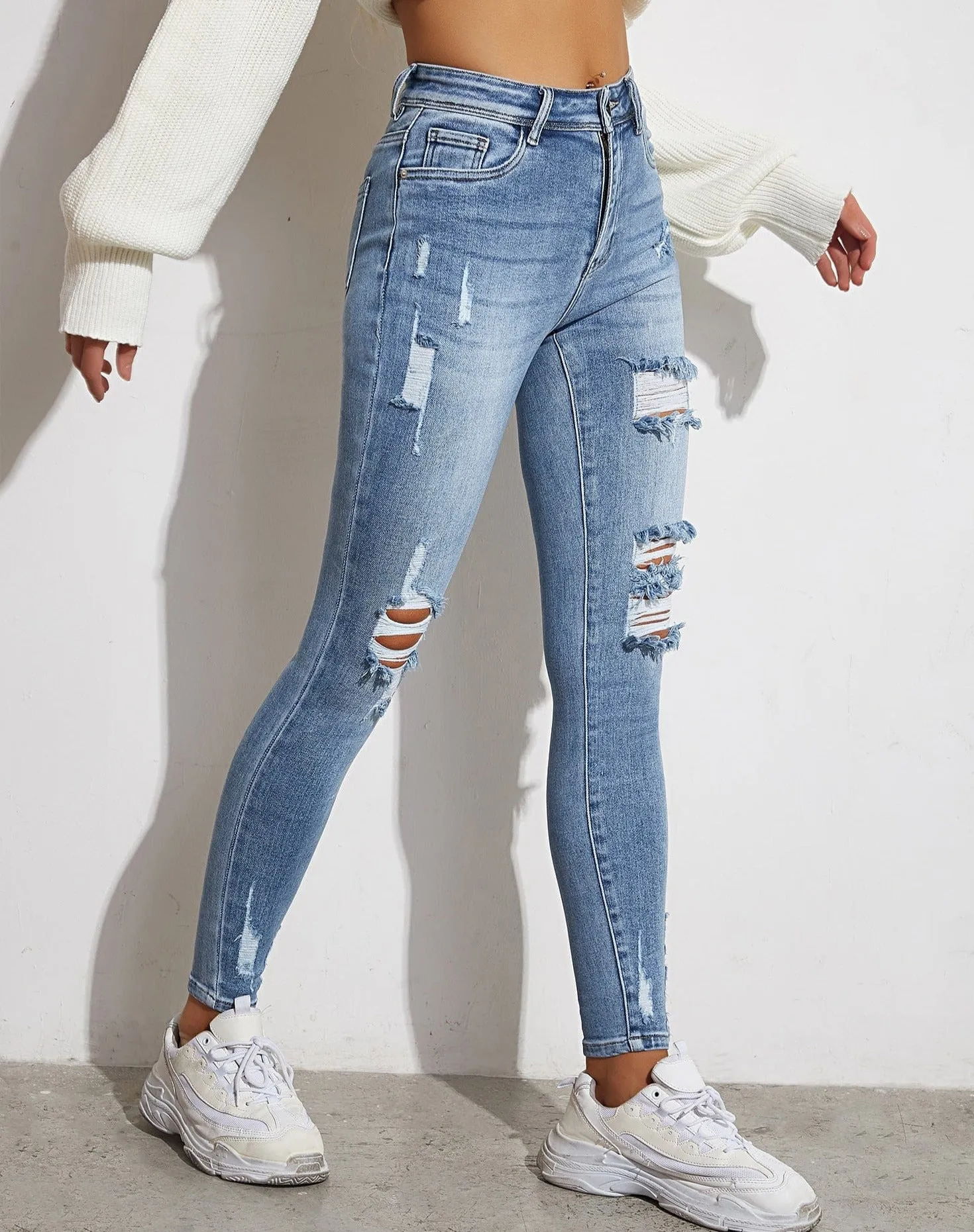 Skinny Butt Lift Ripped Jeans