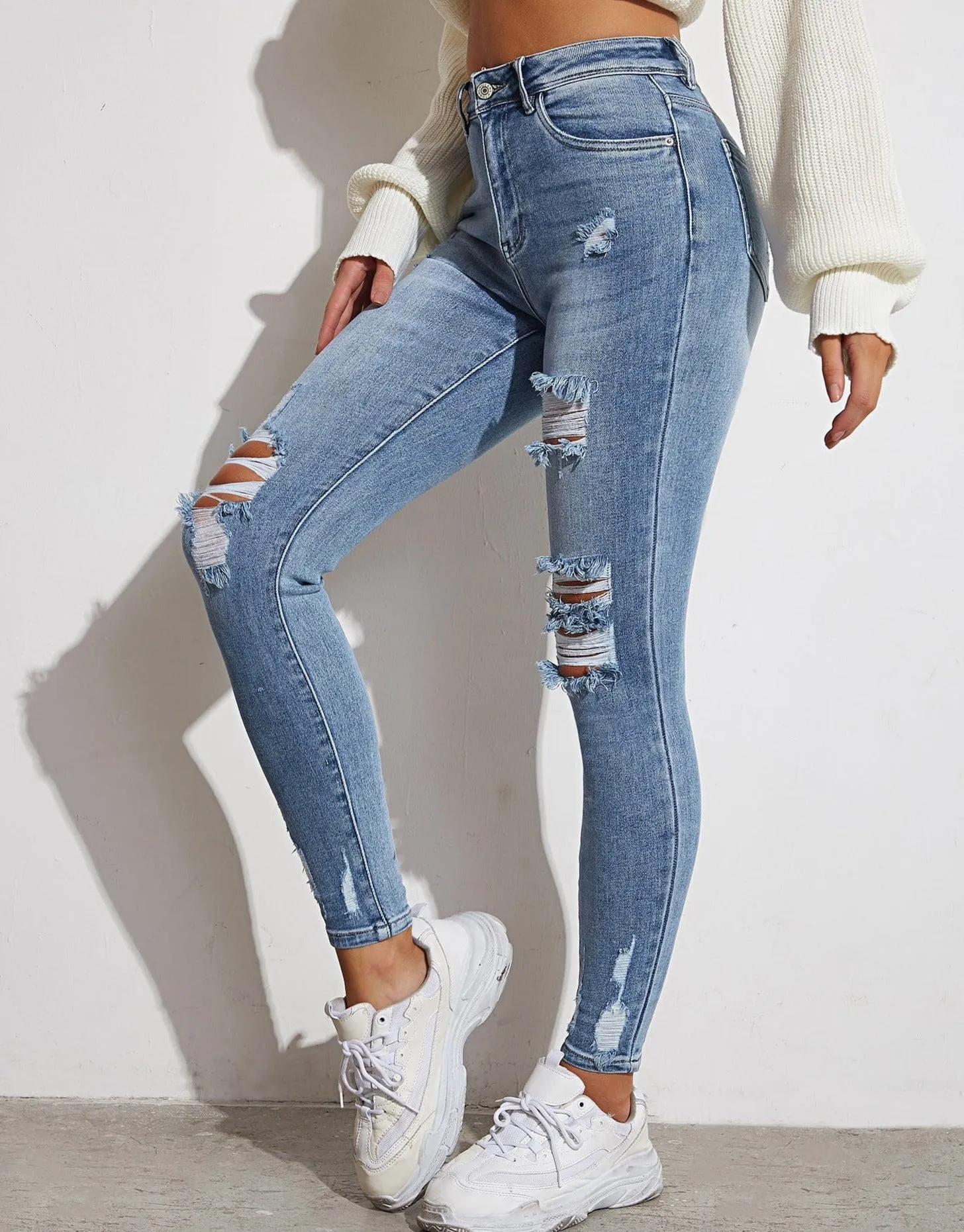 Skinny Butt Lift Ripped Jeans