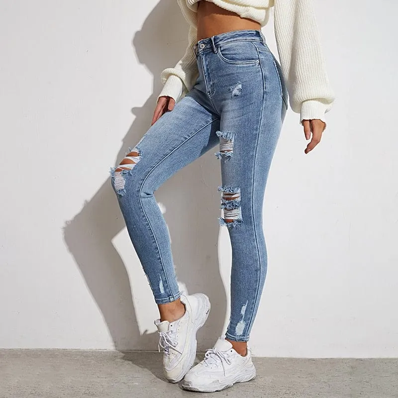 Skinny Butt Lift Ripped Jeans