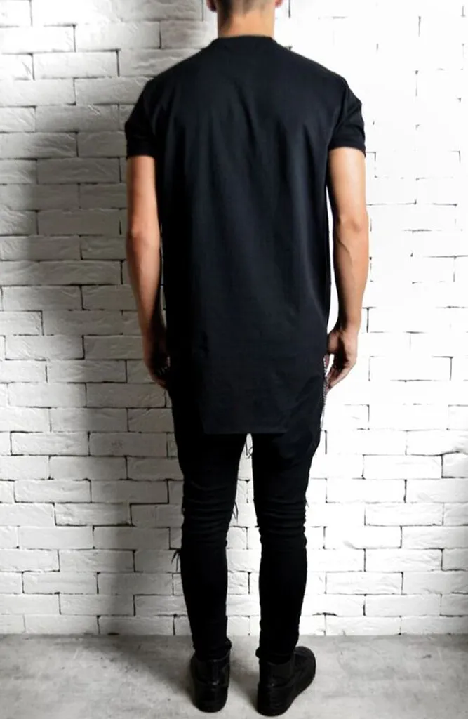 Square Hem T-Shirt - Black