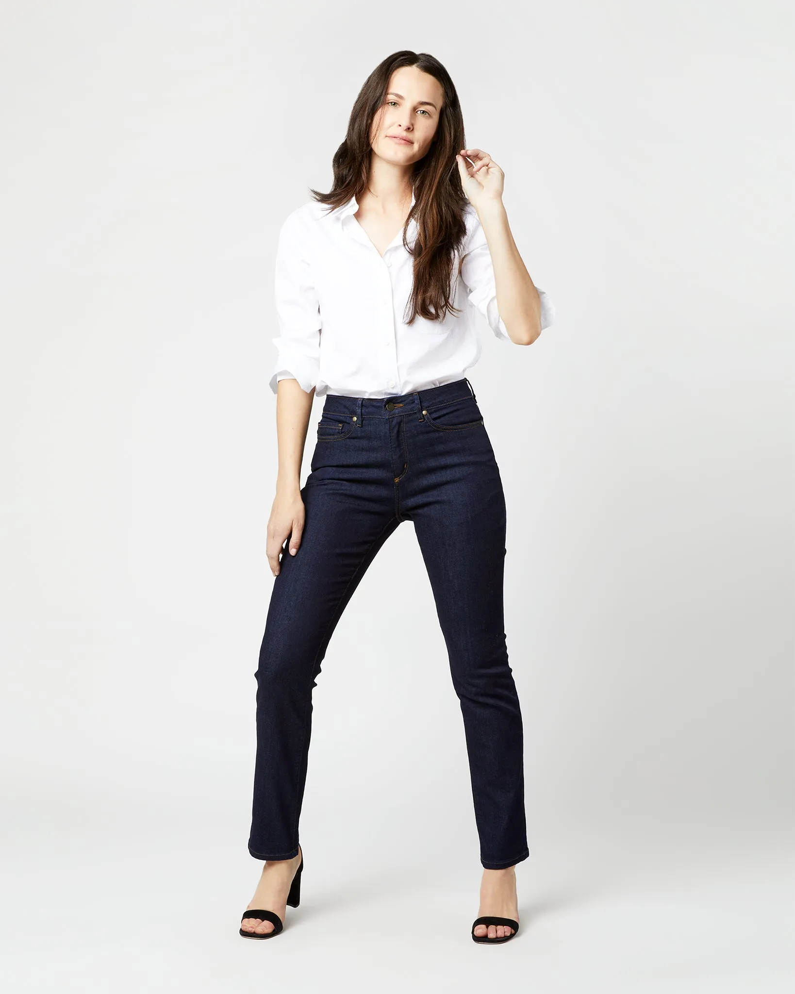 Straight Leg 5-Pocket Jean in Indigo Stretch Denim