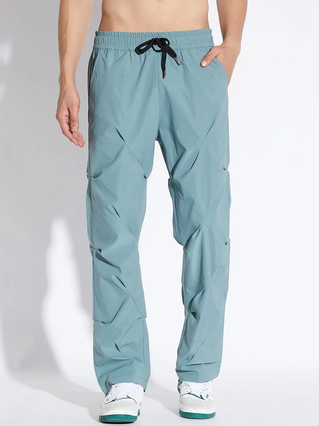 Teal Parachute Pleated Trackpants