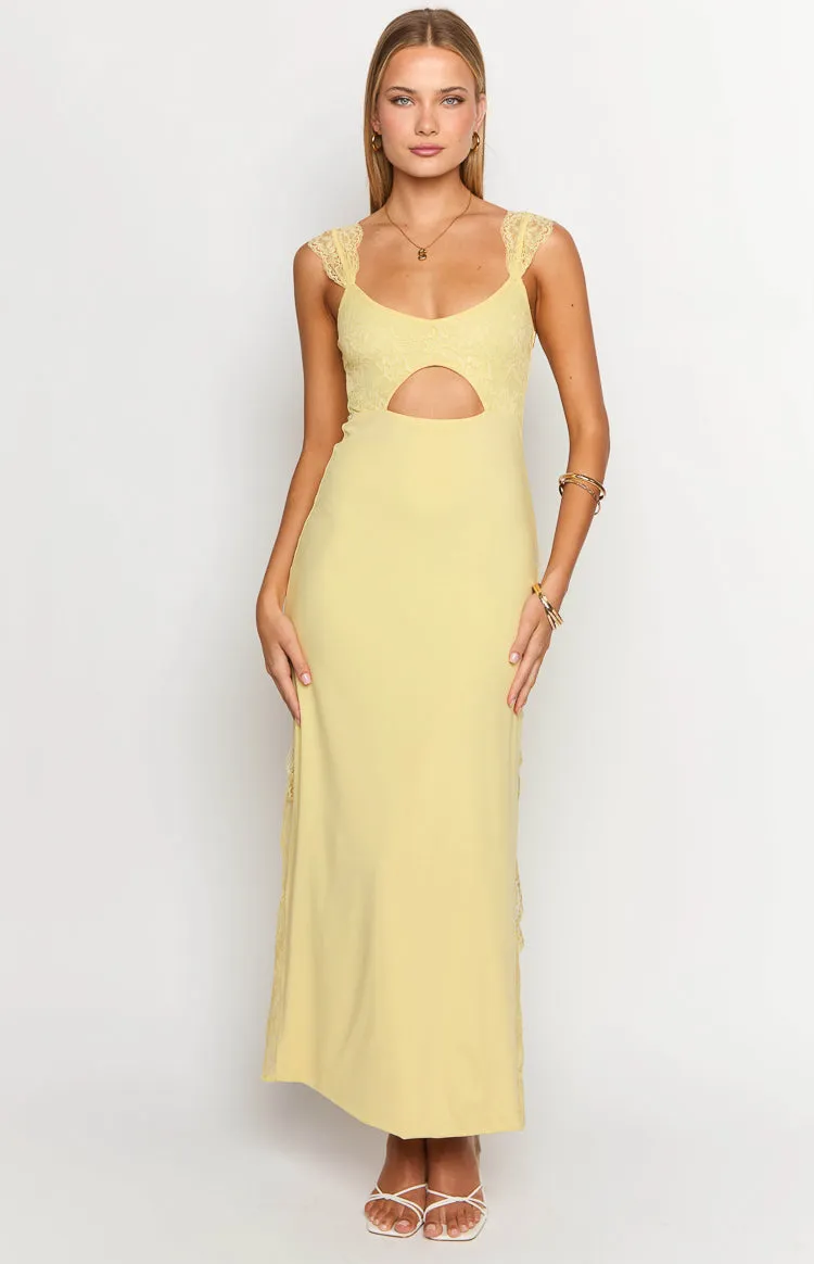 Tiana Yellow Lace Maxi Dress