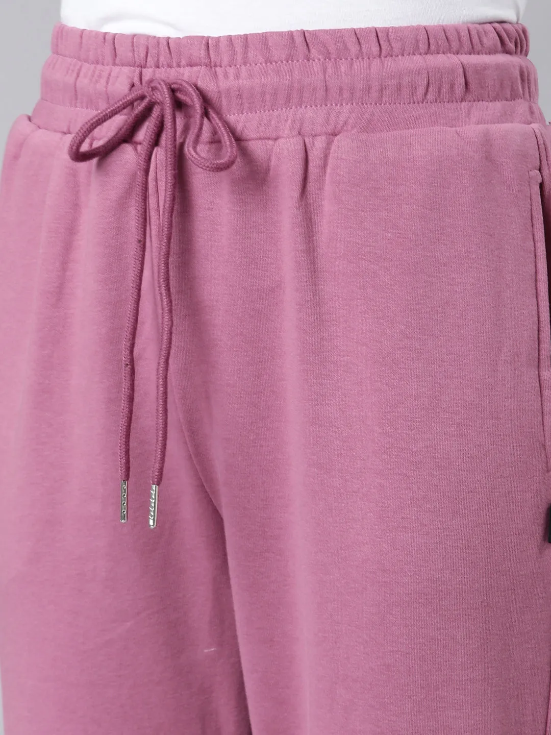 Women Mauve Solid Track Pant