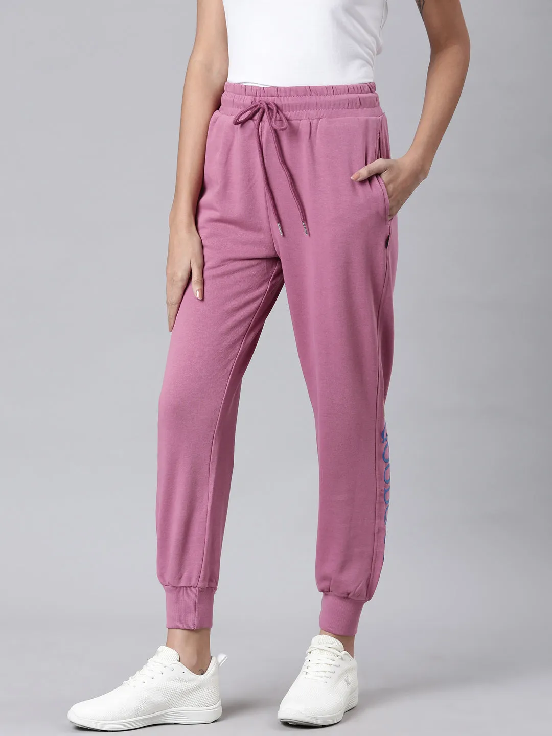 Women Mauve Solid Track Pant