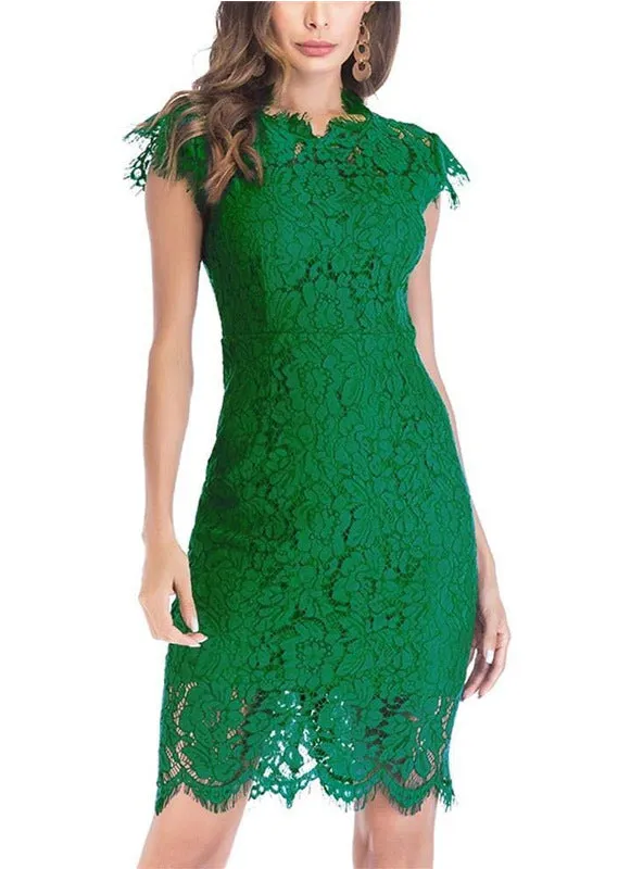 Women's Bodycon Sleeveless Little Cocktail Party Dress with Floral Lace